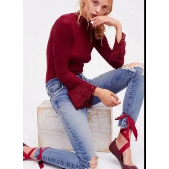 Free People Magdalena Burgundy Bodysuit, Sz XS, NEW! - Picture 3 of 8